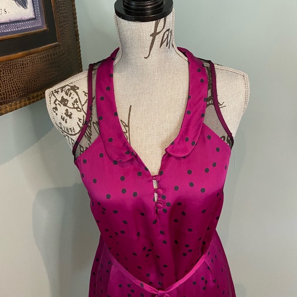 Peter Pan Collar Dress with Polka Dots and Mesh, S - Picture 3 of 12